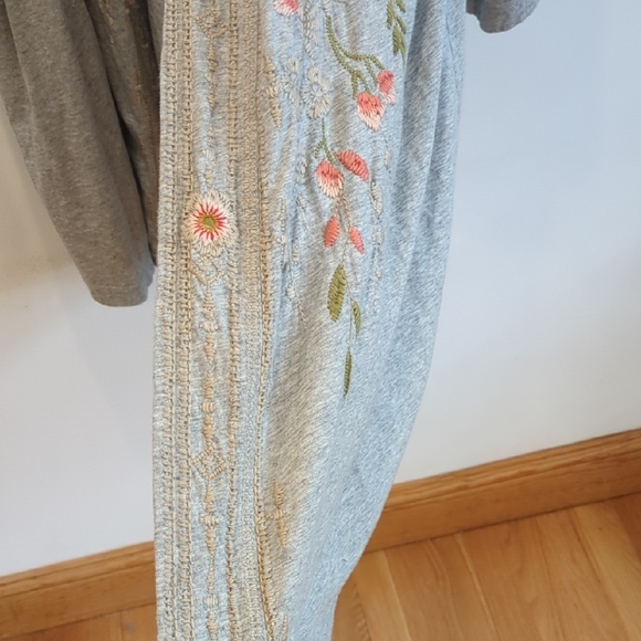 Johnny Was Gray and pink embroidered Boho Kimono Cardigan Women Sz 2XL - Picture 8 of 10